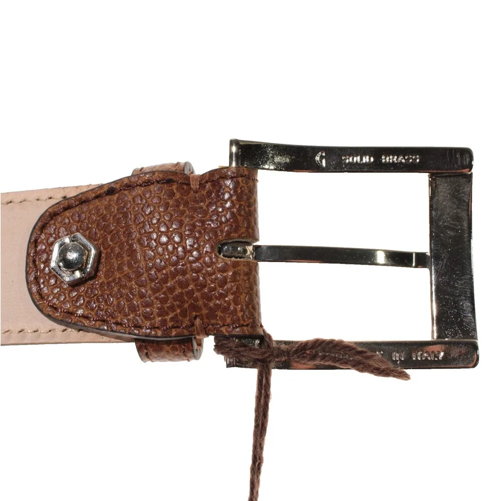 Di Bianco NWT Cut to Size Dress Belt In Solid Brown Pebbled Leather One Size